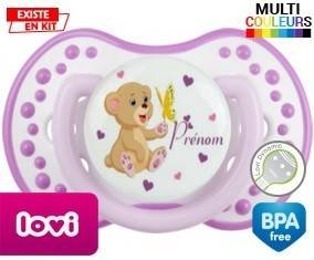 Ours papillon + prénom: Sucette LOVI Dynamic-su7.fr