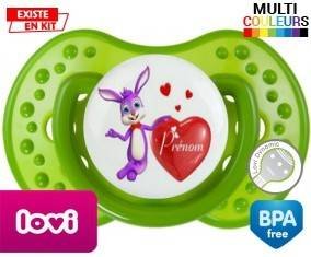 Lapin cœur + prénom: Sucette LOVI Dynamic-su7.fr