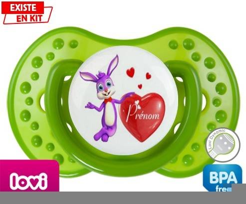 Lapin cœur + prénom: Sucette LOVI Dynamic-su7.fr