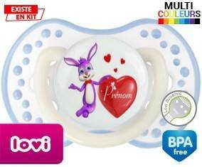 Lapin cœur + prénom: Sucette LOVI Dynamic-su7.fr