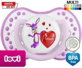 Lapin cœur + prénom: Sucette LOVI Dynamic-su7.fr