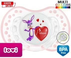 Lapin cœur + prénom: Sucette LOVI Dynamic-su7.fr