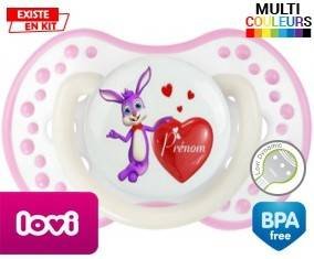 Lapin cœur + prénom: Sucette LOVI Dynamic-su7.fr