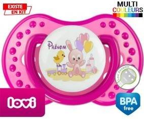 Lapin train + prénom: Sucette LOVI Dynamic-su7.fr