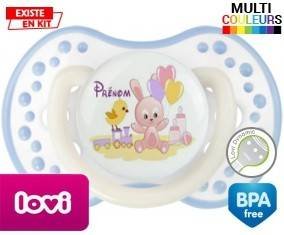 Lapin train + prénom: Sucette LOVI Dynamic-su7.fr