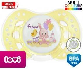 Lapin train + prénom: Sucette LOVI Dynamic-su7.fr