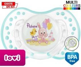 Lapin train + prénom: Sucette LOVI Dynamic-su7.fr