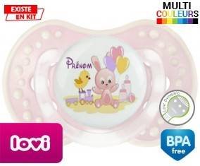 Lapin train + prénom : Sucette LOVI Dynamic