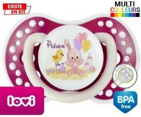 Lapin train + prénom: Sucette LOVI Dynamic-su7.fr