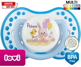 Lapin train + prénom: Sucette LOVI Dynamic-su7.fr