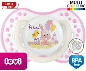 Lapin train + prénom: Sucette LOVI Dynamic-su7.fr