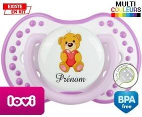 Ourson (garçon) + prénom: Sucette LOVI Dynamic-su7.fr