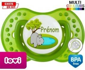 Hypopotame + prénom : Sucette LOVI Dynamic personnalisée