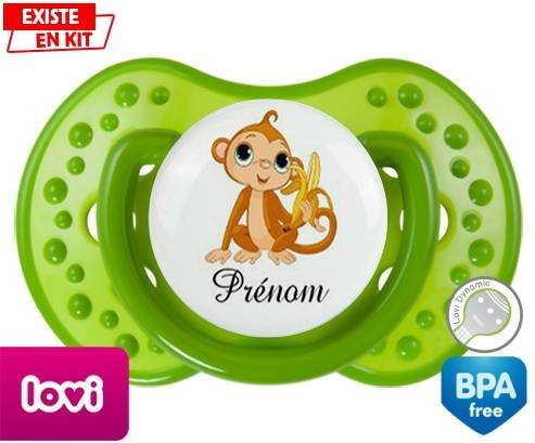 Singe banane + prénom: Sucette LOVI Dynamic-su7.fr