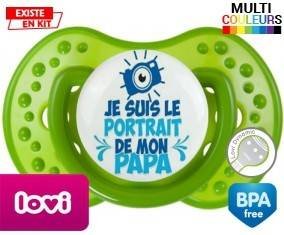 Je suis le portrait de mon papa style2 : Sucette LOVI Dynamic personnalisée