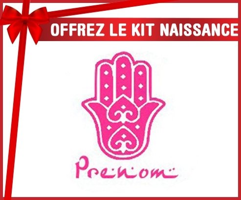 Kit naissance: Main de fatma rose + prénom-su7.fr