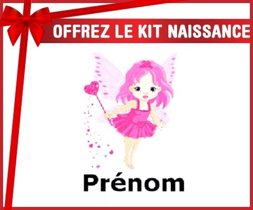 Kit naissance: Fée rose (fille) + prénom-su7.fr