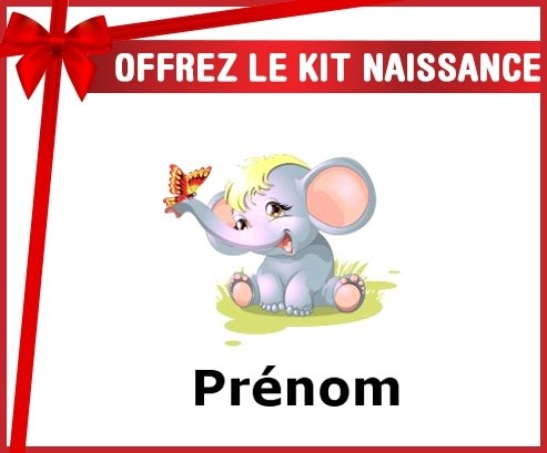 Kit naissance: Eléphant style1 + prénom-su7.fr