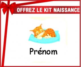 Kit naissance: Chat dodo + prénom-su7.fr