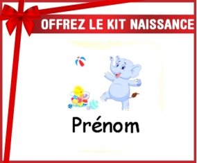 Kit naissance: Eléphant style2 + prénom-su7.fr