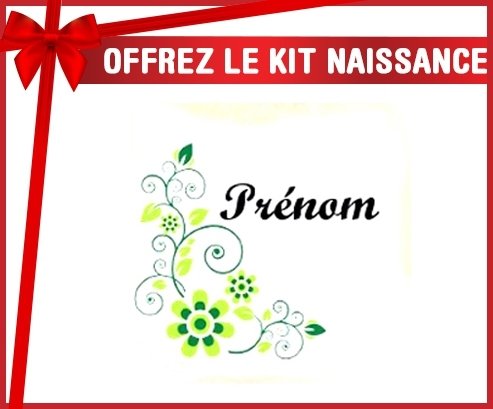 Kit naissance: Fleur verte + prénom-su7.fr