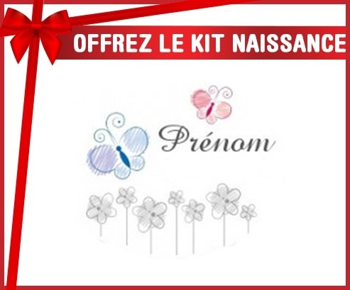 Kit naissance: Tige fleur grise + prénom-su7.fr