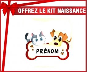Kit naissance: Chien chat os + prénom-su7.fr