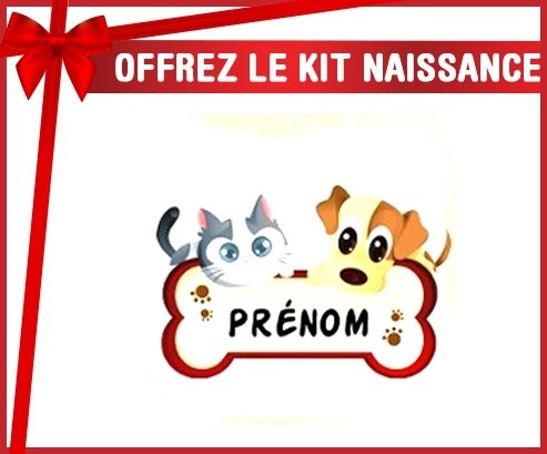 Kit naissance: Chien chat os + prénom-su7.fr