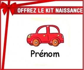 Kit naissance: Voiture rouge + prénom-su7.fr