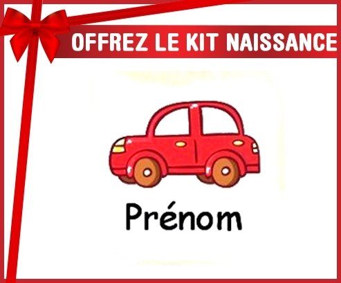 Kit naissance: Voiture rouge + prénom-su7.fr