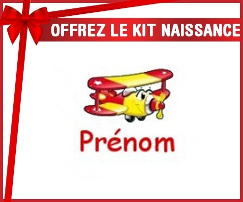 Kit naissance: Avion rouge + prénom-su7.fr