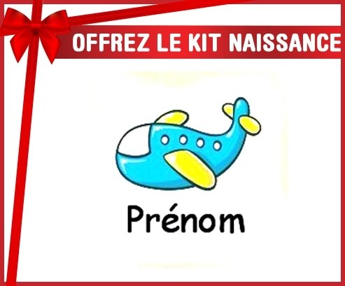 Kit naissance: Avion bleu + prénom-su7.fr