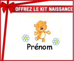 Kit naissance: Ourson joyeux + prénom-su7.fr