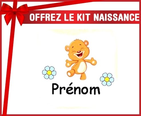 Kit naissance: Ourson joyeux + prénom-su7.fr