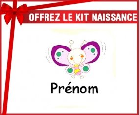 Kit naissance: Papillon souriant (fille) + prénom-su7.fr