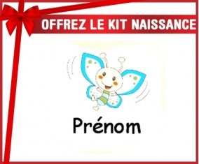 Kit naissance: Papillon souriant (garçon) + prénom-su7.fr