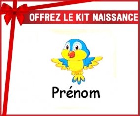 Kit naissance: Oiseau bleu style1 + prénom-su7.fr
