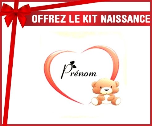Kit naissance: Ourson cœur + prénom-su7.fr