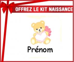 Kit naissance: Ours cœur + prénom-su7.fr