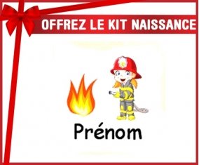 Kit naissance: Pompier flamme + prénom-su7.fr