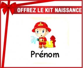 Kit naissance: Pompier + prénom-su7.fr