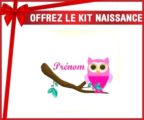 Kit naissance: Hibou rose + prénom-su7.fr