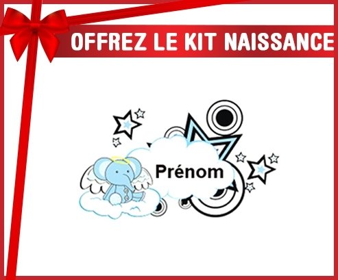 Kit naissance: Eléphant style3 + prénom-su7.fr