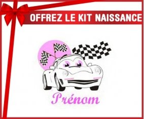 Kit naissance: Voiture (fille) + prénom-su7.fr