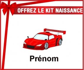 Kit naissance: Voiture de course rouge + prénom-su7.fr