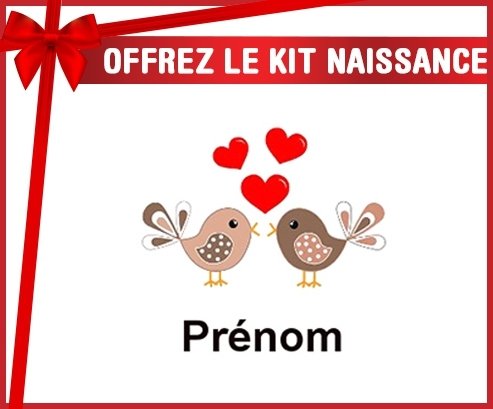 Kit naissance: Oiseaux cœur + prénom-su7.fr