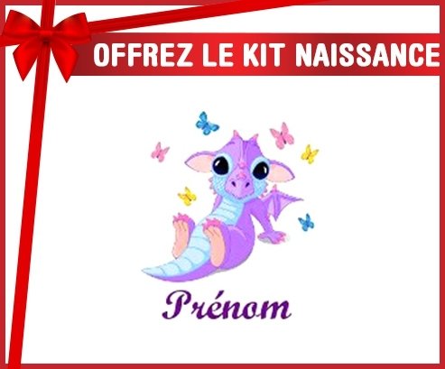 Kit naissance: Dragon papillons + prénom-su7.fr