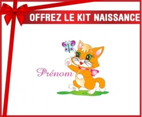 Kit naissance: Chat papillon style1 + prénom-su7.fr