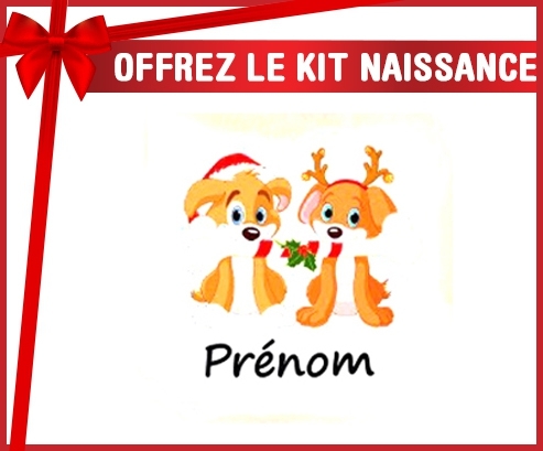 Kit naissance: Chien et chat de noël + prénom-su7.fr