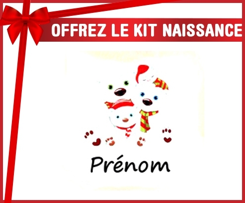 Kit naissance: Famille ours de noël + prénom-su7.fr